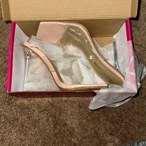 Clear Fashion Nova Heels worn Once!!